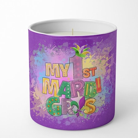 Carolines Treasures 3.75 x 3.25 in. Unisex My 1st Mardi Gras 10 oz Decorative Soy Candle WDK4659CDL